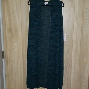 Lularoe Joy Vest Teal Black Sweater Knit XL